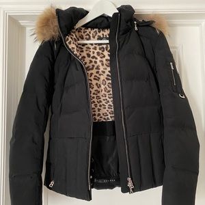 Bogner Black Ski Jacket with Leopard Lining